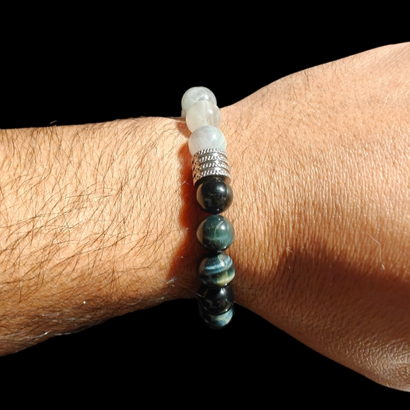 Men's AAA Blue Tiger Eye Bracelet 10mm - Picture 6 of 9